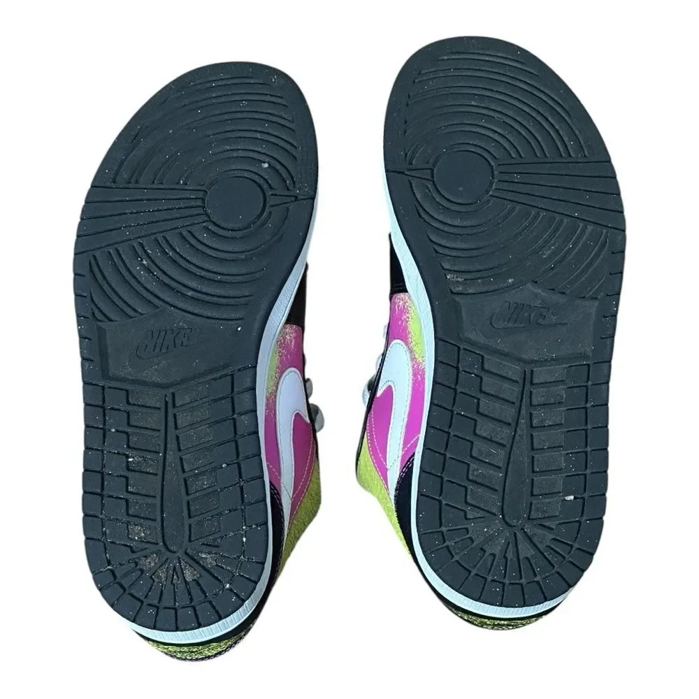 Air Jordan 1 Low Mens Spray Paint Green/Pink/Black Sneakers